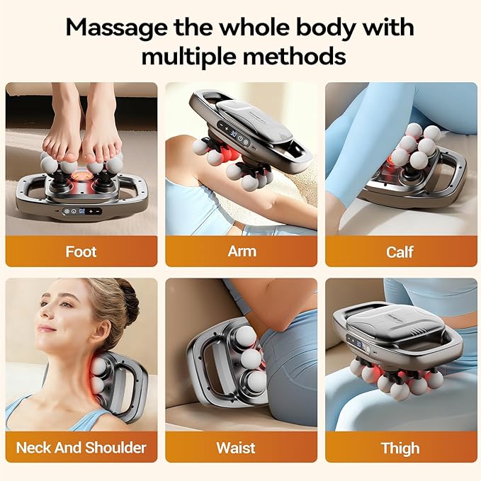 Gurui 12 Heads Massage Gun Deep Tissue with 3 Model &amp 30 Levels Cordless Quiet Back Massager for Pain Relief Deep Tissue Neck Massager Birthday Gifts for Men