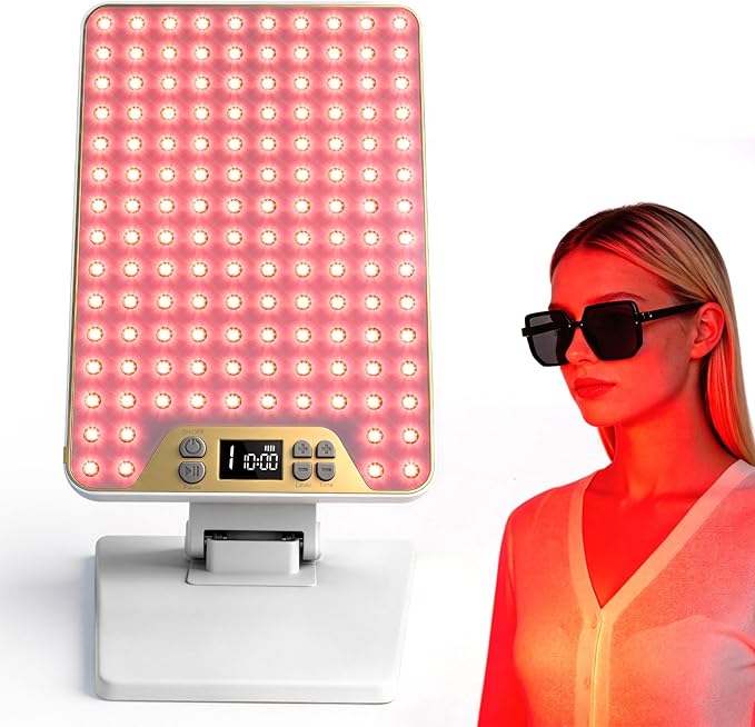 Red Light Therapy Panel for Face &amp Body 138 LEDs High Power Light with Adjustable Stand 630/660/810/850nm Near Infrared Light Therapy Lamp Rechargeable Portable Device with Timer