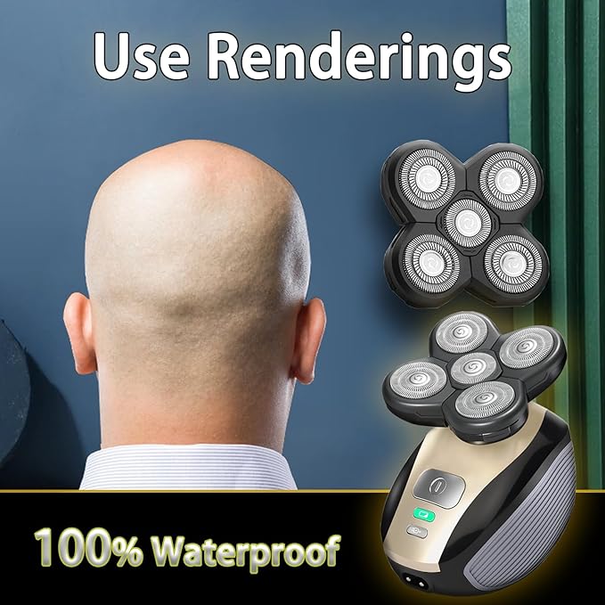 Ruixin 3 Pack Replacement Blades Compatible with Freebird Shaver – 5-Blade Electric Razor Head for Bald Men Refills Kit with 3 Cleaning Brushes