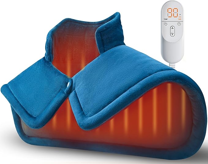 Heating Pad for Neck Shoulders Back Weighted Heated Wrap Electric Neck Shoulder Heating Pads 6 Heat Settings 4 Auto-OffMothers Day Gifts for Mom Anniversary Birthday Gifts for Women Men Dad Blue