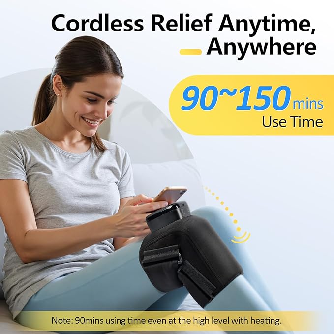 Comfytemp Air Compression Therapy Device K1006 Cordless Knee Massager for Circulation and Pain Relief FSA Eligible HSA Heated Massage Wrap with 3 Modes &amp Intensities Ideal for Men Women Seniors