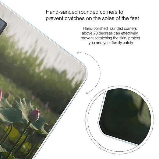 Flower in Water Images Bathroom Scale for Body Weight Bathroom Weighing Scale with Backlit LCD Display Highly Accurate Measures Weight Up to 180kg
