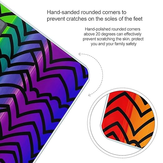 Gay Pride Rainbow Pattern Scale for Body Weight Highly Accurate Digital Bathroom Scale Sturdy Tempered Glass Weighing Scales with LCD Display Fashion Body Fat Smart Scales 400lb