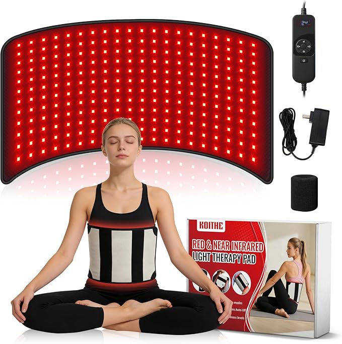 24’’ x 12’’ Red Light Therapy Belt for Body 660nm &amp 850nm Infrared Wrap with 3 Modes 5 Intensity Levels 10–90 Min Timer Adjustable LED Light for Muscle Relaxation &amp Wellness