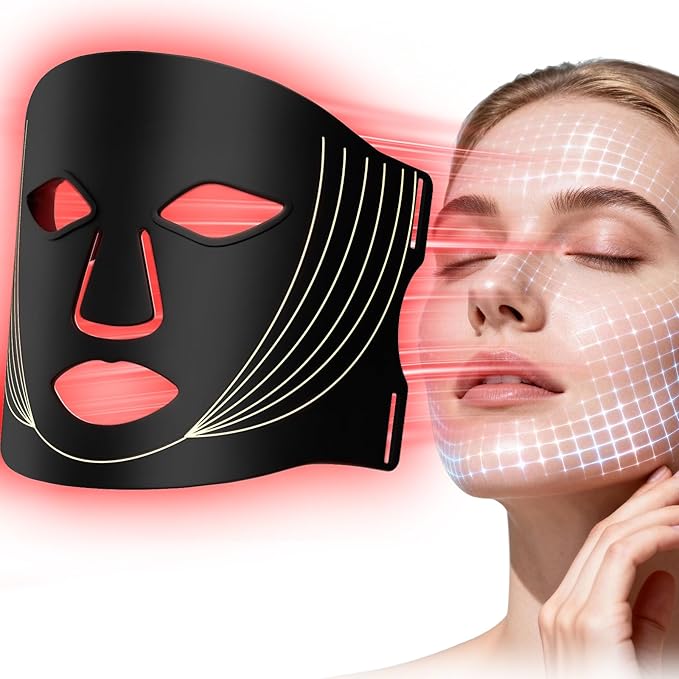 Red Light Therapy Mask for Face - 210 LED 7 Color Light Therapy Face Mask Wireless Rechargeable Photon Skin Care Device Anti Aging Wrinkles Acne Treatment Home Spa Beauty Facial Mask