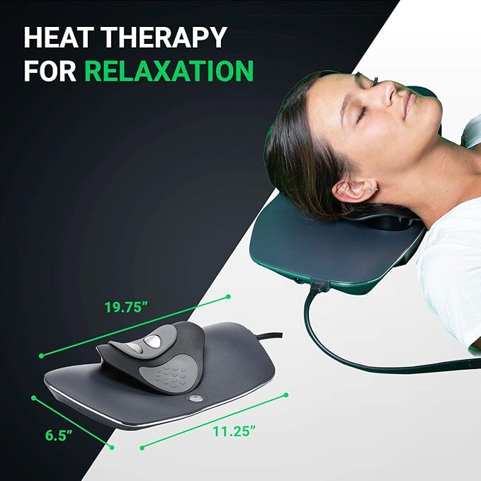 Neck Traction with Heat Therapy by Dynamic Wedge Cervical - Automatic Device Multi-Function Programs Adjustable Temperature - Neck Pain Relief Stretcher