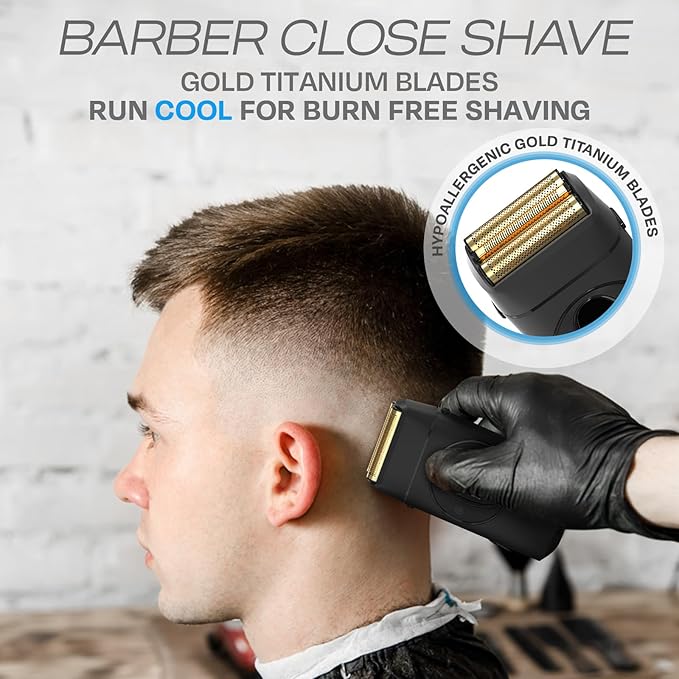 HUMMINGBIRD MK17 DualPro Foil Shaver &amp Beard Trimmer for Men – Gold Titanium Blades Digital Display Wet/Dry USB-C &amp Wireless Charging Dock with One Additional Foil Replacement Blade