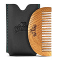 Man.Arden Neem Wooden Pocket Size Beard Comb with Premium Faux Leather Pouch