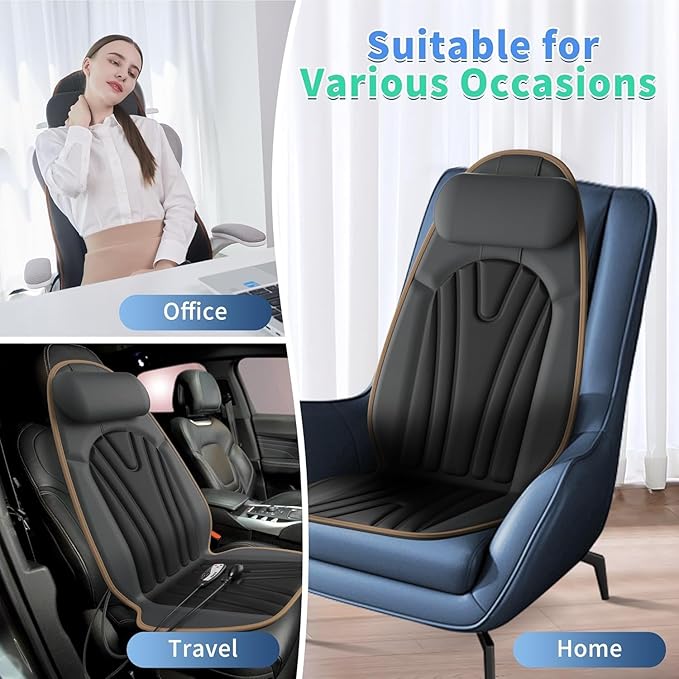 SLOTHMORE Back Massager for Chair Heated Seat Cushion Massager with Neck Traction Vibration Massage Pad for Full Body Massage for Office Chair Home Use