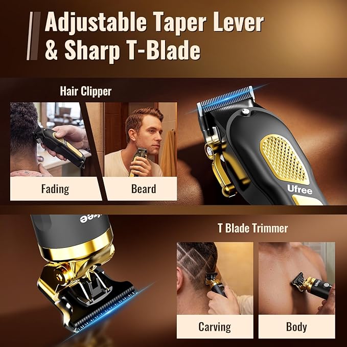 Ufree Hair Clippers for Men Clippers and Trimmers Set Cordless Barber Clippers Grooming Kit Gifts for Men