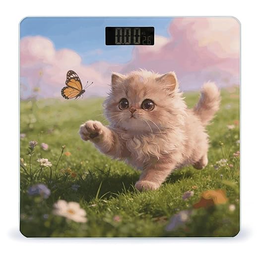 Chasing Butterflies Weight ScaleClear LED Display Bathroom Digital Weighing ScaleTempered Glass Digital Bathroom Scale for Body Weight Capacity Up to 400 Lbs
