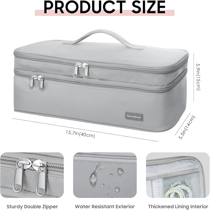 Double-Layer Travel Storage Bag Compatible with Hair Dryer and Attachments Portable Carrying Case for Hair Dryer Brush/Volumizer/Styler/Hot Tools Scandihome Series
