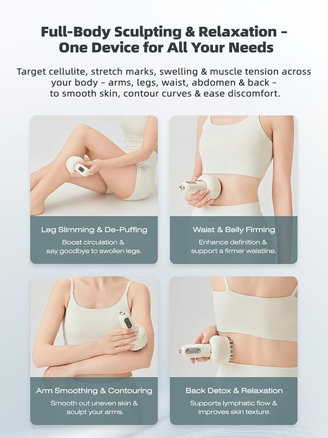 Lymphatic Drainage Massager &amp Anti Cellulite Massage Tool Helps Reduce Stretch Marks &amp Cellulite for Legs Arms &amp Belly Body Sculpting Machine with Microcurrent Light Heat &amp Vibra