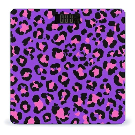 Energy Saving Scale Bathroom Weighing Scale Smart Scale for Body Weight Digital Neon Purple Pink Leopard Print 80s 90s Style
