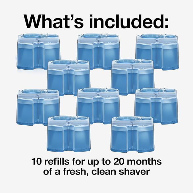 Braun Clean &amp Renew Refill Cartridges CCR Replacement Shaver Cleaner Liquid Solution for Clean&ampCharge System Pack of 10