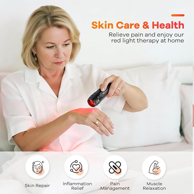 AFFLAT Red Light Therapy Flashlight for Pain Relief – Portable Infrared &amp Near Infrared Light Therapy Device for Joint Muscle Body &amp Face Inflammation 3 Wavelengths 4 Professional Combinat