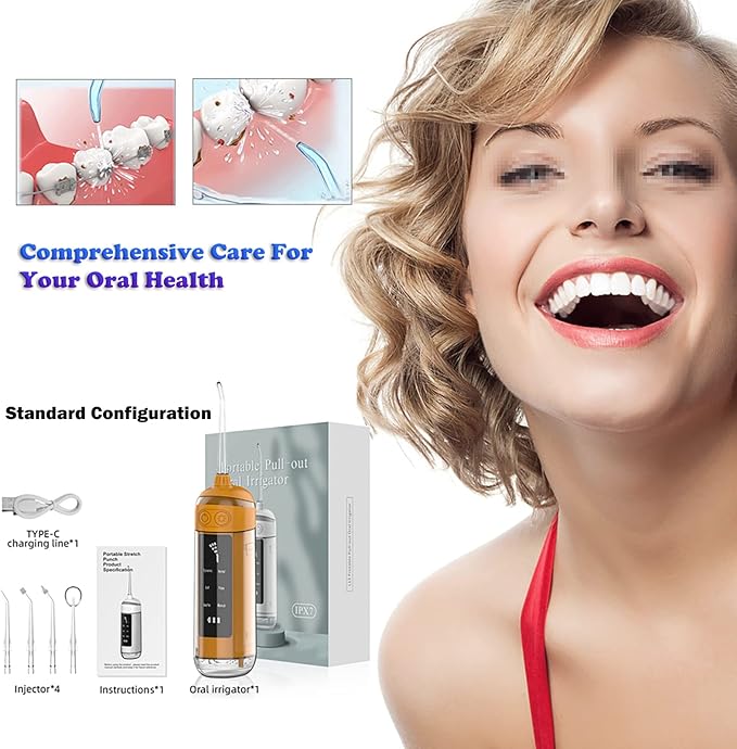 Water Dental Flosser Teeth CleanerOhyesbae 6 Modes Dental Oral IrrigatorPortable and USB Rechargeable Teeth Cleaner Picks for Home TravelIPX7 Waterproof Oral Irrigator (Black)