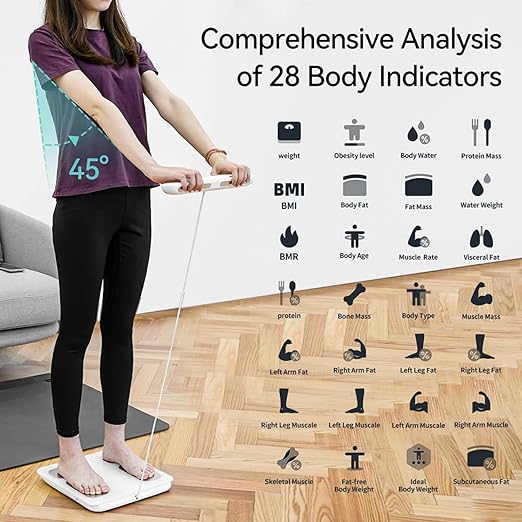 Behnke Pro Max Smart Body Scale with 8 Electrodes – Body Composition Scale with 28 Metrics Weight BMI Body Fat Muscle Mass Visceral Fat BMR Bluetooth App