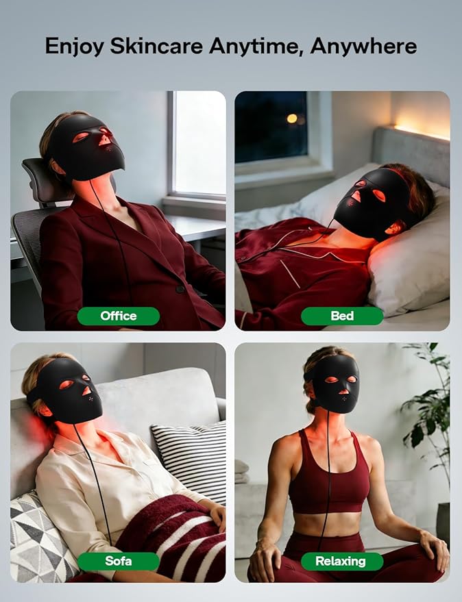 Medisana 3D Red Light Therapy Mask for Face 336 LEDs Light Therapy Mask with 3 Modes - NIR 830nm Red 630nm Blue 415nm - Cordless &amp Rechargeable LED Face Mask for Home Skincare Gifts for Women