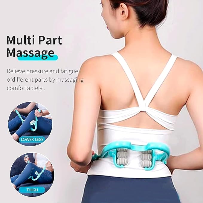 Handheld Massager with 6 Balls - Premium Deep Tissue Relief for Neck Back Shoulders and Legs (Blue)