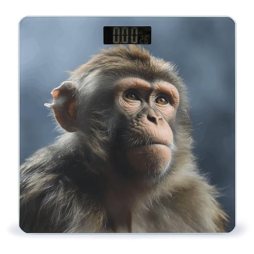 Monkey Scale for Body Weight Anti-Slip Tempered Glass Digital Bathroom Scales Clear LCD Display Weighing Scale Safe Rounded Corners Smart Scales