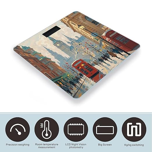 London Impression Bathroom Scale for Body Weight Bathroom Weighing Scales with Back Lit LED Display Sturdy Tempered Glass Body Weight Bathroom Scale 400lb Weighing