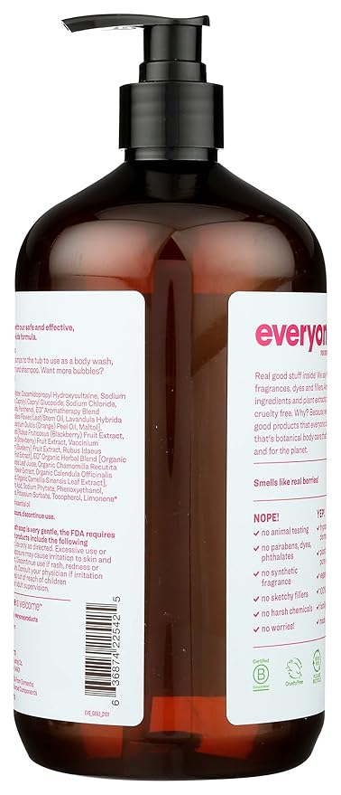 Everyone 3-In-1 Berry Blast Scent Gentle And Hypoallergenic Kids Soap Gluten Free 32 Fluid Ounce (Pack Of 2)