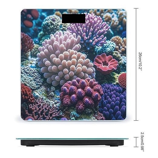 Underwater World Coral Scale for Body Weight Highly Accurate Digital Bathroom Body Scale Digital Bathroom Scales for People Anti-Slip Large LCD Display Smart Scales