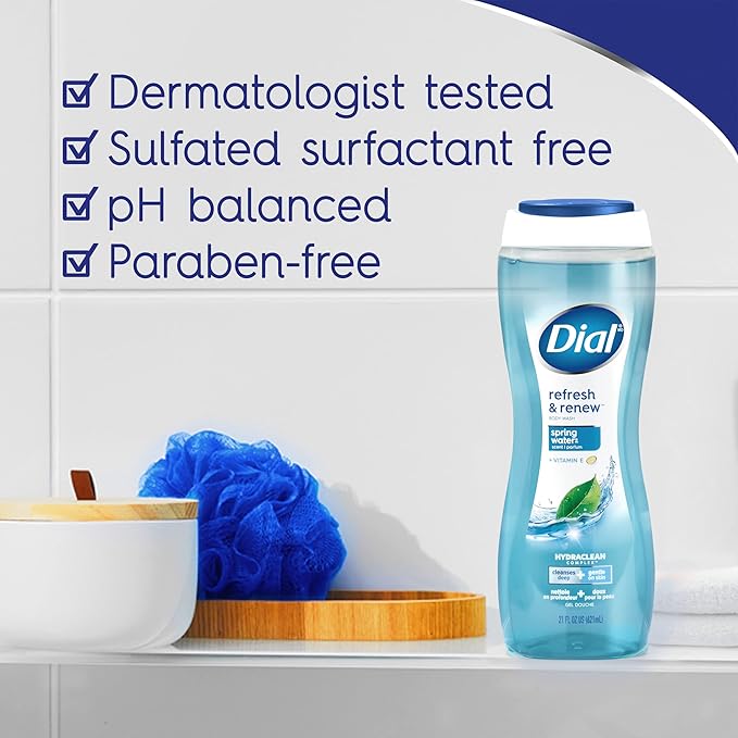 Dial Men 3in1 Body Hair and Face Wash Ultimate Clean 69 fl oz (3-23 fl oz Bottles) &amp Body Wash Refresh &amp Renew Spring Water 23 fl oz (Pack of 3)