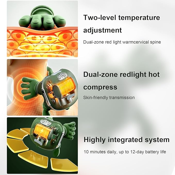 Bionic Heated Massager Wireless Portable Shiatsu Neck and Back Massager Electric Deep Tissue 4D Kneading Massage Simulated Human Hand Design for Pain Relief and Muscle Relax (Green)