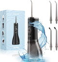 CVT Water Dental Flosser Teeth Pick: 300 ML Cordless Portable Water Flosser Pick for Teeth 100 Modes Rechargeable Oral Irrigator Travel IPX7 Waterproof Flossing Teeth Cleaning for Home - Black
