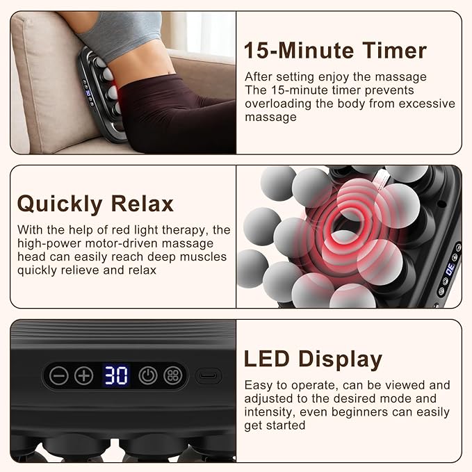 16 Head Massage Gun Set Deep Tissue Massage Gun Portable with 3 Modes &amp 30 Intensities Portable Quiet Percussion Massager for Legs Waist Back Neck Buttocks Muscles Fatigue Relief
