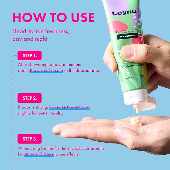 Advanced Hydration Deodorant Lotion – All-Day Odor Control Gentle Hypoallergenic Formula with Mushroom Extract Formula Aluminum-Free Paraben-Free 2Pcs