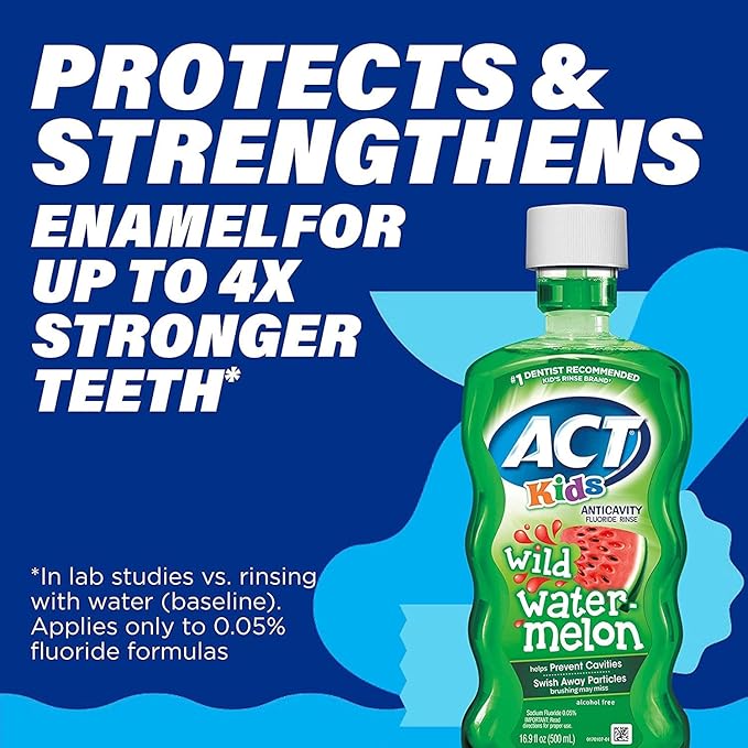 ACT Kids Anticavity Fluoride Rinse Wild Watermelon 16.9 Ounce (Pack of 2)