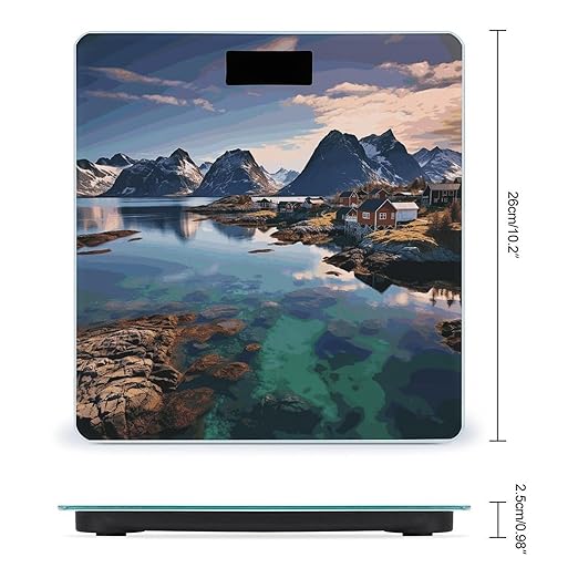 Norway Islands Bathroom Scale for Body Weight Bathroom Weighing Scale with Backlit LCD Display Highly Accurate Measures Weight Up to 180kg