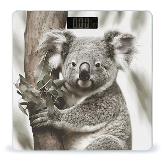 Koala Bathroom Scale Automatic Power On/Off Body Scales LCD Backlight Display Square Digital Scale Rounded Corners Bathroom Scales for Home Bedrooms