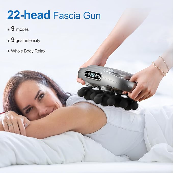 IeBilif Massage Gun 22 Head Foot Back Neck Shoulder Massager with Adjustable Multi-Modes &amp Intensities Fascia Gun for Athletes Birthday Gifts for Men
