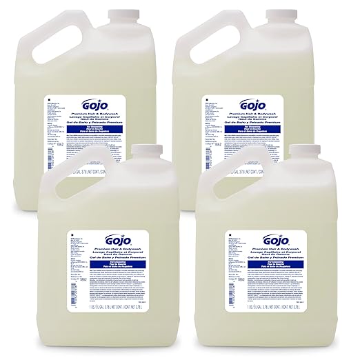 GOJO Premium Hair &amp Body Wash Waterfall Fragrance Gallon Pour Bottles (Pack of 4) – 1862-04