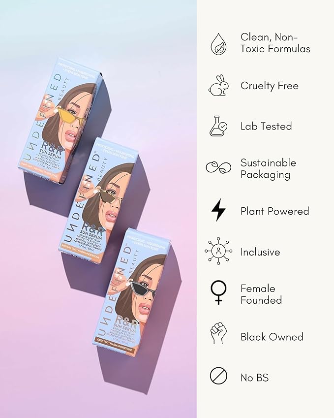 Undefined R&ampR Sun Serum SPF 50 PA++++ Mineral Sunscreen with Niacinamide Water Resistant Broad Spectrum Protection &amp Blue Light Defense (Light Tint)