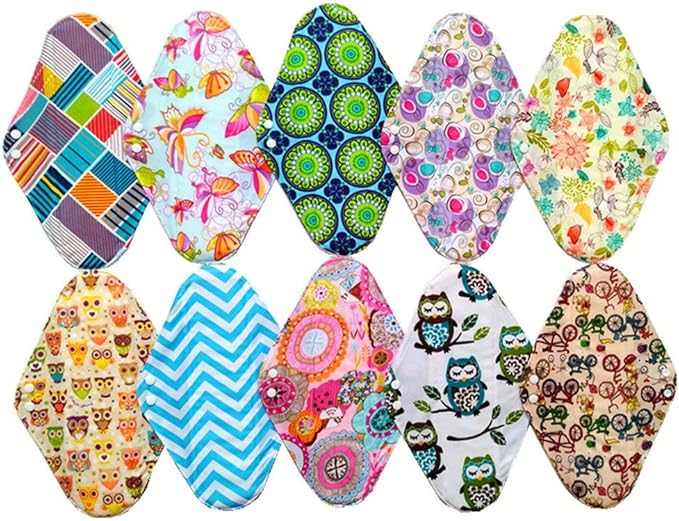 10PCS 14 Inch Reusable Washable Overnight Menstrual Pads Sanitary Pads