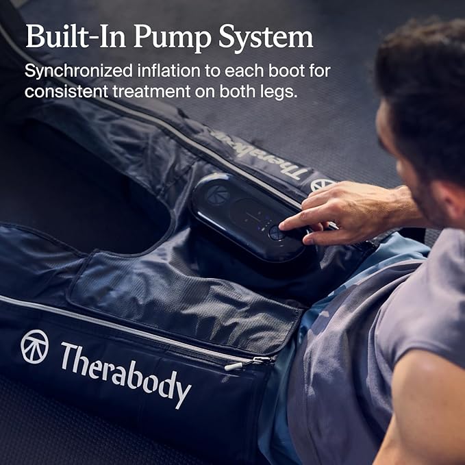 Therabody JetBoots Prime - Ultra-Portable Wireless Compression Boots for Easy Leg Muscle Recovery - Calf Leg &amp Thigh Compression Sleeve with Customizable Treatments (Short)