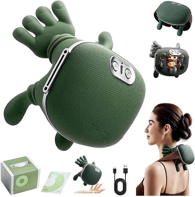 Bionic Heated Massager Master Tissue Shiatsu Electric Massage for ShoulderMassage Neck with 4D Kneading Ergonomic Hand-Like Design for a Professional-Grade Soothing Experience (Green)