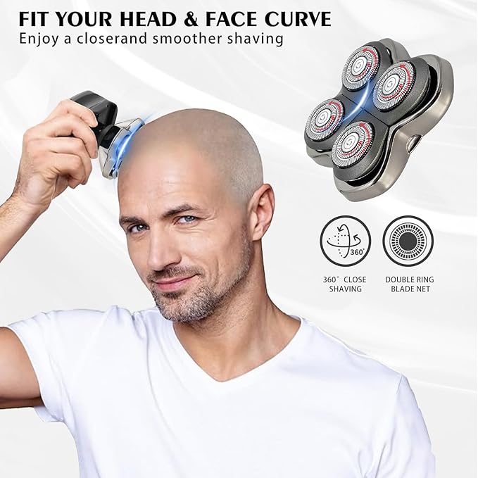 3Pack Pro 4 Shaver Replacement Heads for Skull Shaver Replacement Blade for Pitbull Gold PRO Silver PRO Platinum PRO Butterfly Kiss PRO Head Shavers Floating 4 Heads Self-Sharpening Blades