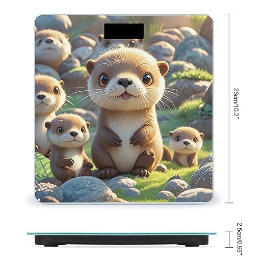 Cartoon Brown Otters Scale for Body Weight Digital Bathroom Scale Toughened Glass High Precision Scales for Body Weight with Large LCD Backlight Display Weight Scales