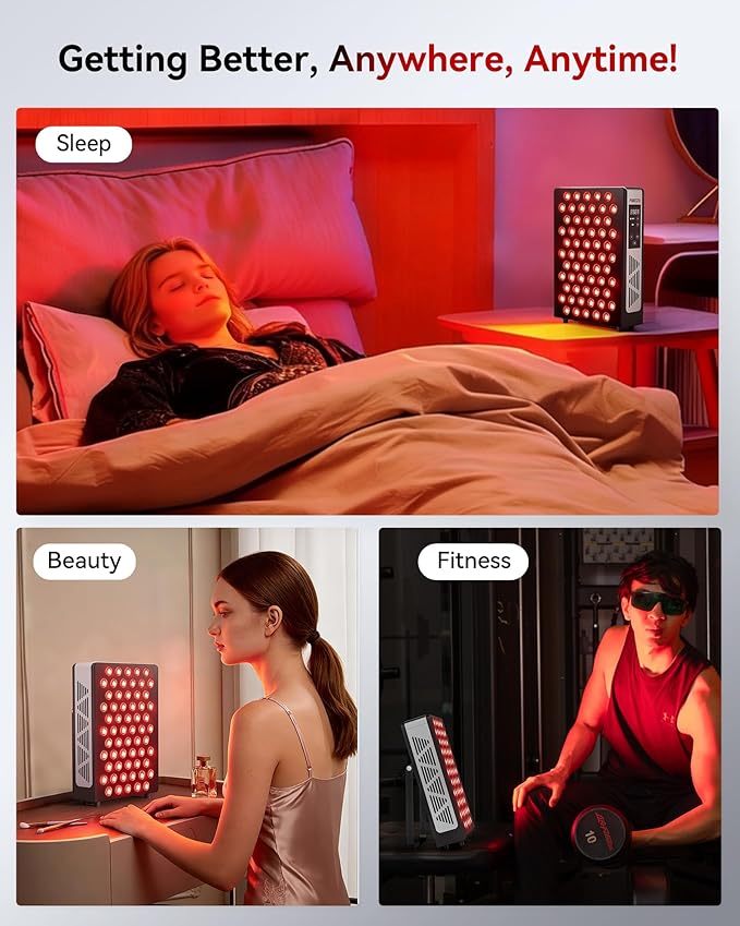 2026 Upgraded Red Light Therapy for Body Face 4-Chip 630nm/660nm/830nm/850nm Red Light Panel with 3 Modes Dimmable &amp Timer Infrared Light Therapy for Home Office Gym Pro 60 LEDs