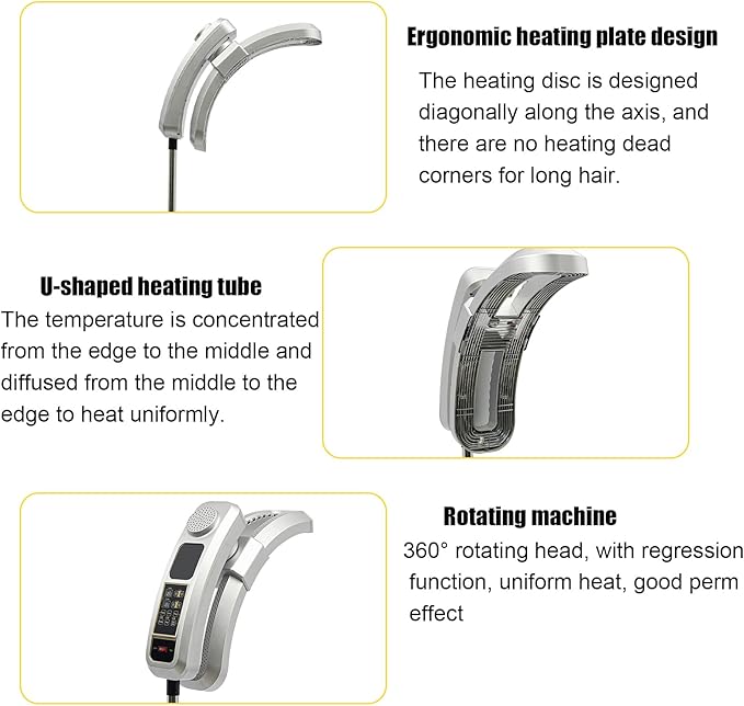 Standing Hair Dryer Adjustable Vertical Hairdressing Heater Professional Salon Equipment With Rolling Wheels | 360° Rotating Head | Intelligent Temperature &amp Time Control | Adjustable Angle | Si