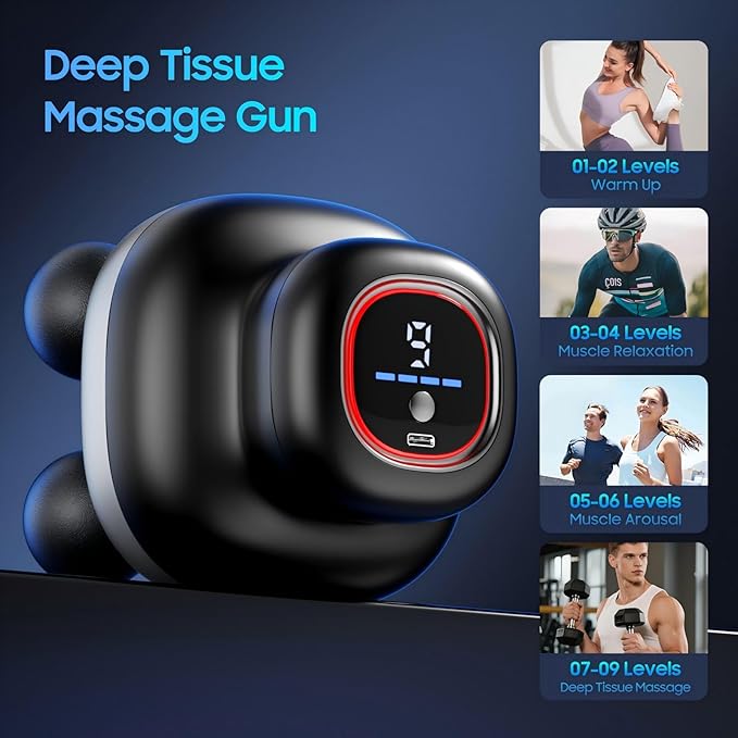 Massage Gun – Electric Body Massager with 4 Heads Handheld Percussion Muscle Massager Deep Tissue Back Massager for Muscle Relaxation Powerful Full Body Electric Massager Tool for Men and Women