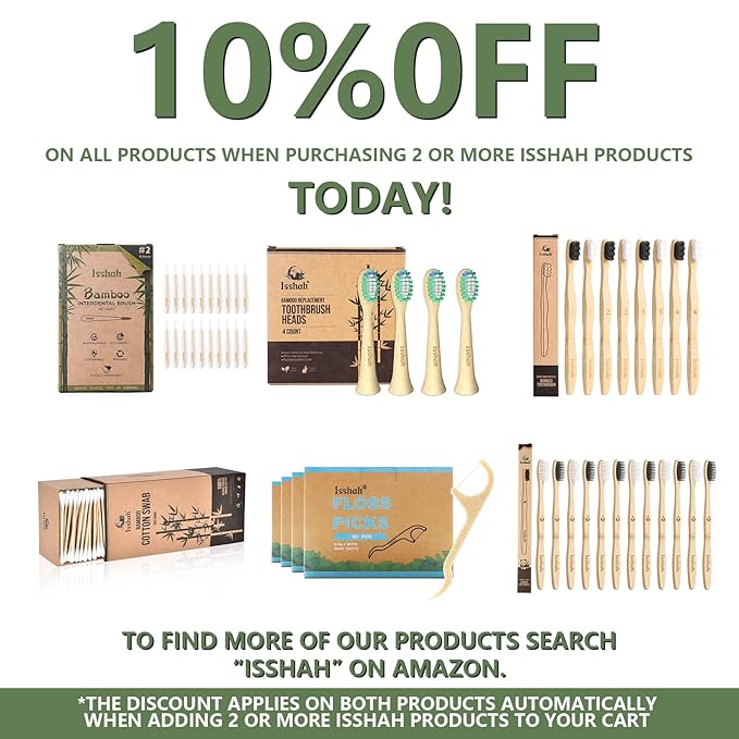 Bamboo Charcoal Toothbrushes 12 Count with Natural Dental Floss Picks 200 Count &amp Bamboo Cotton Swabs 500 Count