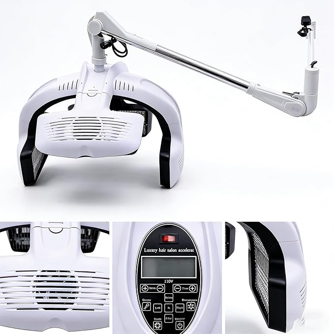Wall Mounted/Vertical Hair Dryer for Salon with Hood &amp Hair Steamer Cordless Hair Dryer with Stand Professional Hair Drying Tool for Hair Salon Hanging Design for Space-Save(Wall-Mounted)