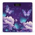 Blue Purple Flower Butterfly Scale for Body Weight Accurate Digital Bathroom Scale Toughened Glass High Precision Scales Smart Weight Scales with Large LCD Backlight Display Weighing Machine